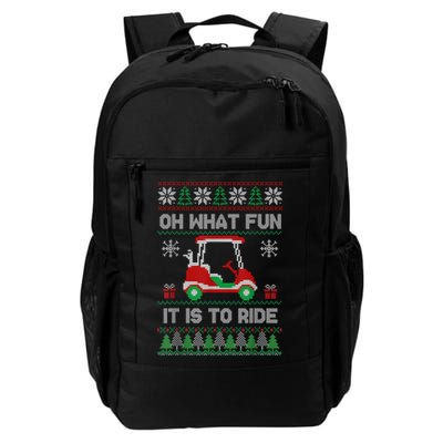 Oh What Fun It Is To Ride Golf Cart Golfer Christmas Golfing Backpack