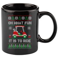 Oh What Fun It Is To Ride Golf Cart Golfer Christmas Golfing 11oz C Handle Ceramic Mug