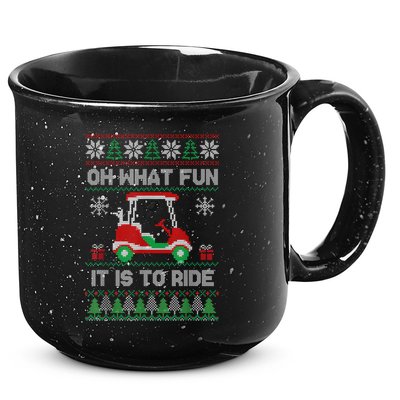 Oh What Fun It Is To Ride Golf Cart Golfer Christmas Golfing 15oz Campfire Ceramic Mug