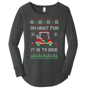 Oh What Fun It Is To Ride Golf Cart Golfer Christmas Golfing Women's Perfect Tri Tunic Long Sleeve Shirt