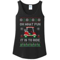 Oh What Fun It Is To Ride Golf Cart Golfer Christmas Golfing Ladies Essential Tank