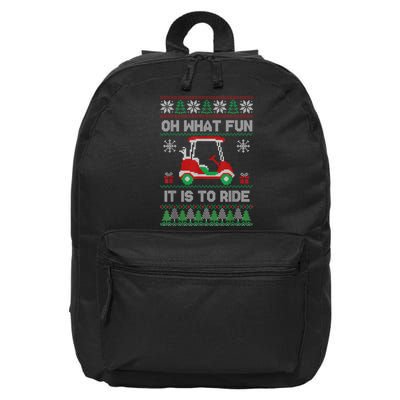 Oh What Fun It Is To Ride Golf Cart Golfer Christmas Golfing 16 in Basic Backpack