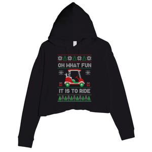 Oh What Fun It Is To Ride Golf Cart Golfer Christmas Golfing Crop Fleece Hoodie