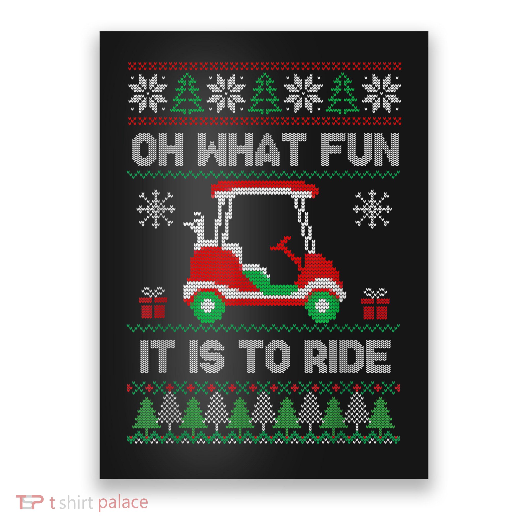 Oh What Fun It Is To Ride Golf Cart Golfer Christmas Golfing Poster