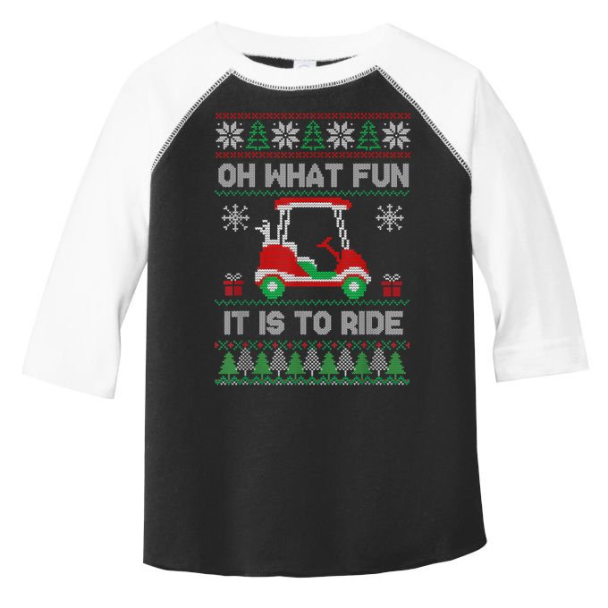 Oh What Fun It Is To Ride Golf Cart Golfer Christmas Golfing Toddler Fine Jersey T-Shirt