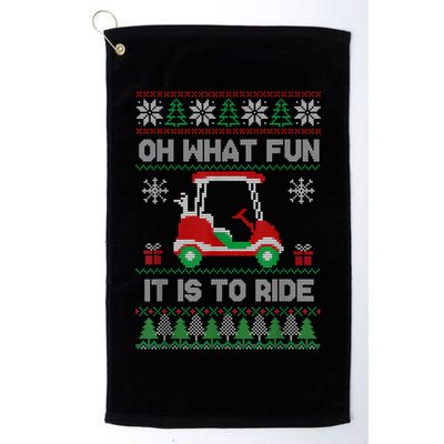 Oh What Fun It Is To Ride Golf Cart Golfer Christmas Golfing Golf Towel