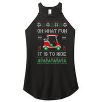 Oh What Fun It Is To Ride Golf Cart Golfer Christmas Golfing Women's Perfect Tri Rocker Tank