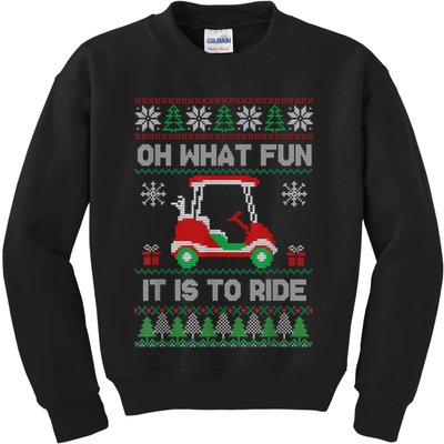 Oh What Fun It Is To Ride Golf Cart Golfer Christmas Golfing Kids Sweatshirt