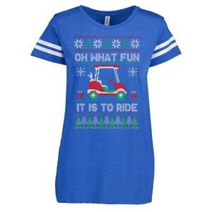 Oh What Fun It Is To Ride Golf Cart Golfer Christmas Golfing Enza Ladies Jersey Football T-Shirt