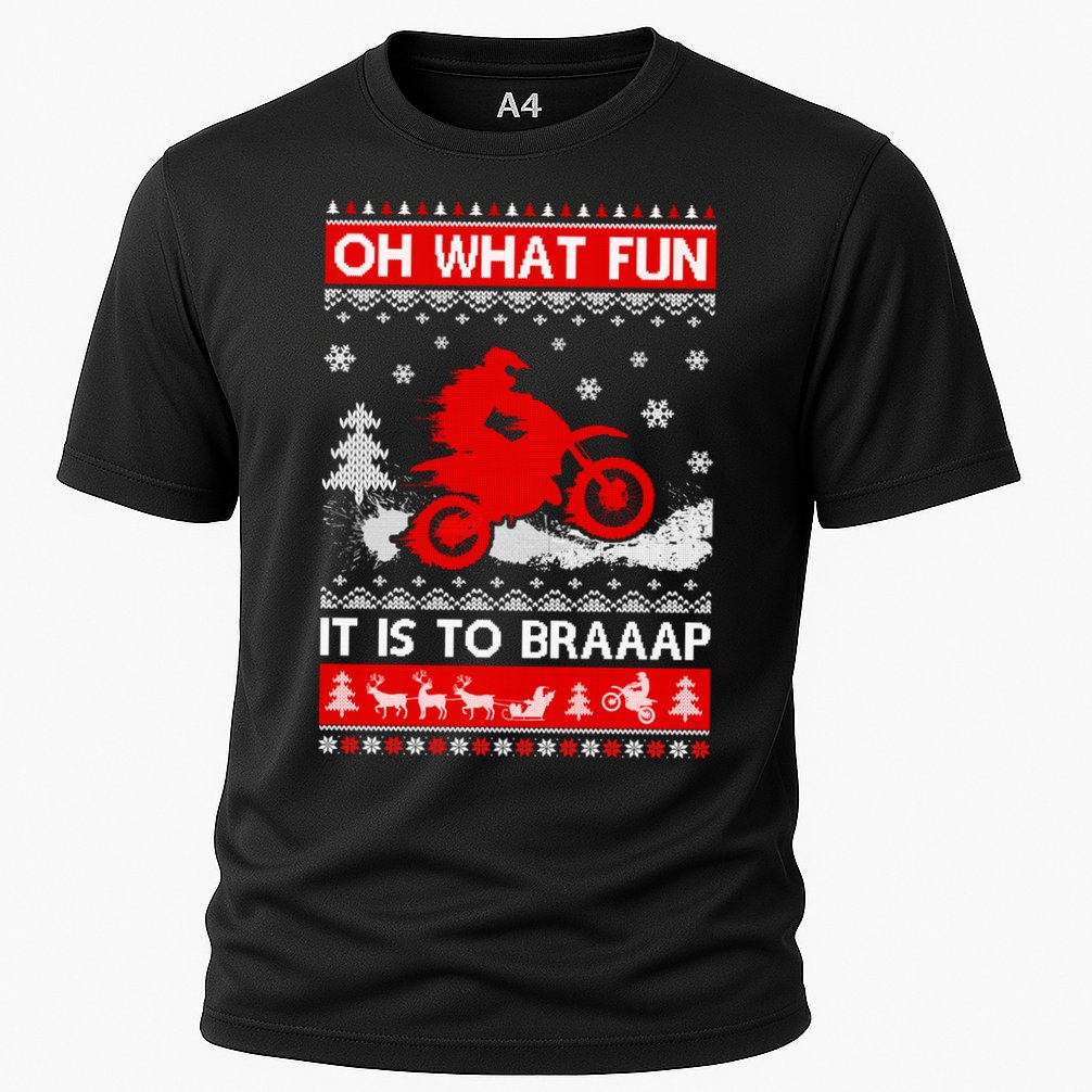 Oh What Fun It Is To Drive Dirt Bike Ugly Christmas Xmas Meaningful Gift Cooling Performance Crew T-Shirt