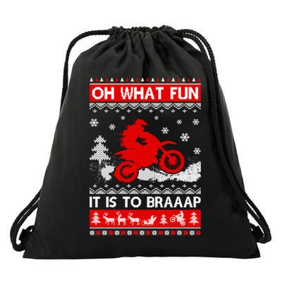 Oh What Fun It Is To Drive Dirt Bike Ugly Christmas Xmas Meaningful Gift Drawstring Bag