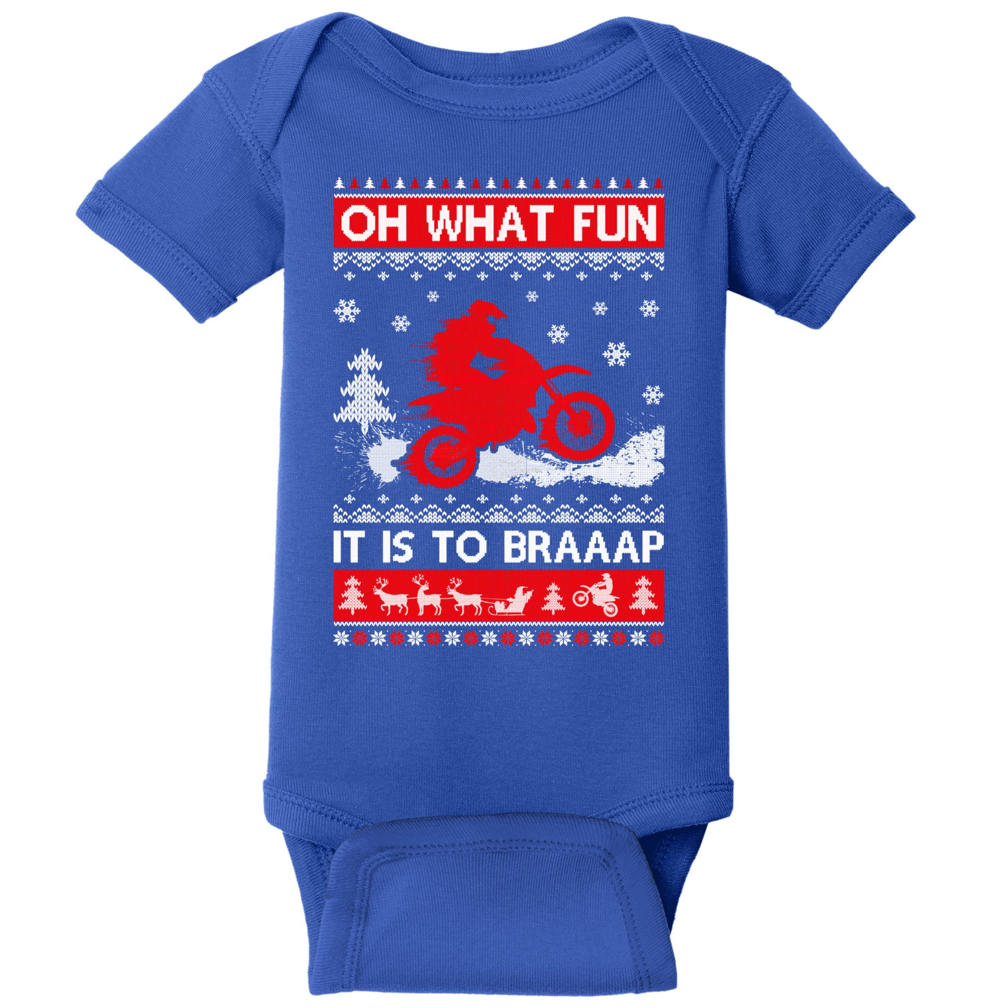 Oh What Fun It Is To Drive Dirt Bike Ugly Christmas Xmas Meaningful Gift Baby Bodysuit