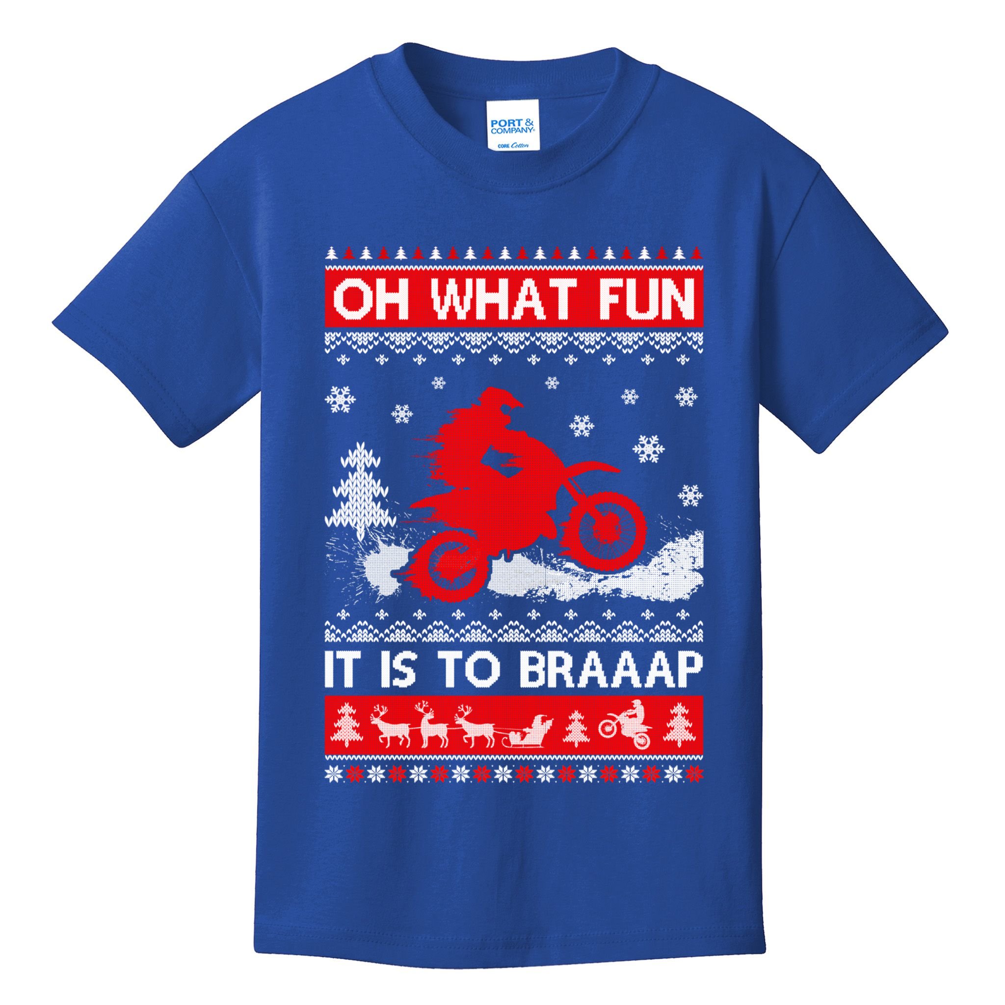Oh What Fun It Is To Drive Dirt Bike Ugly Christmas Xmas Meaningful Gift Kids T-Shirt