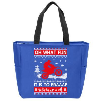Oh What Fun It Is To Drive Dirt Bike Ugly Christmas Xmas Meaningful Gift Zip Tote Bag
