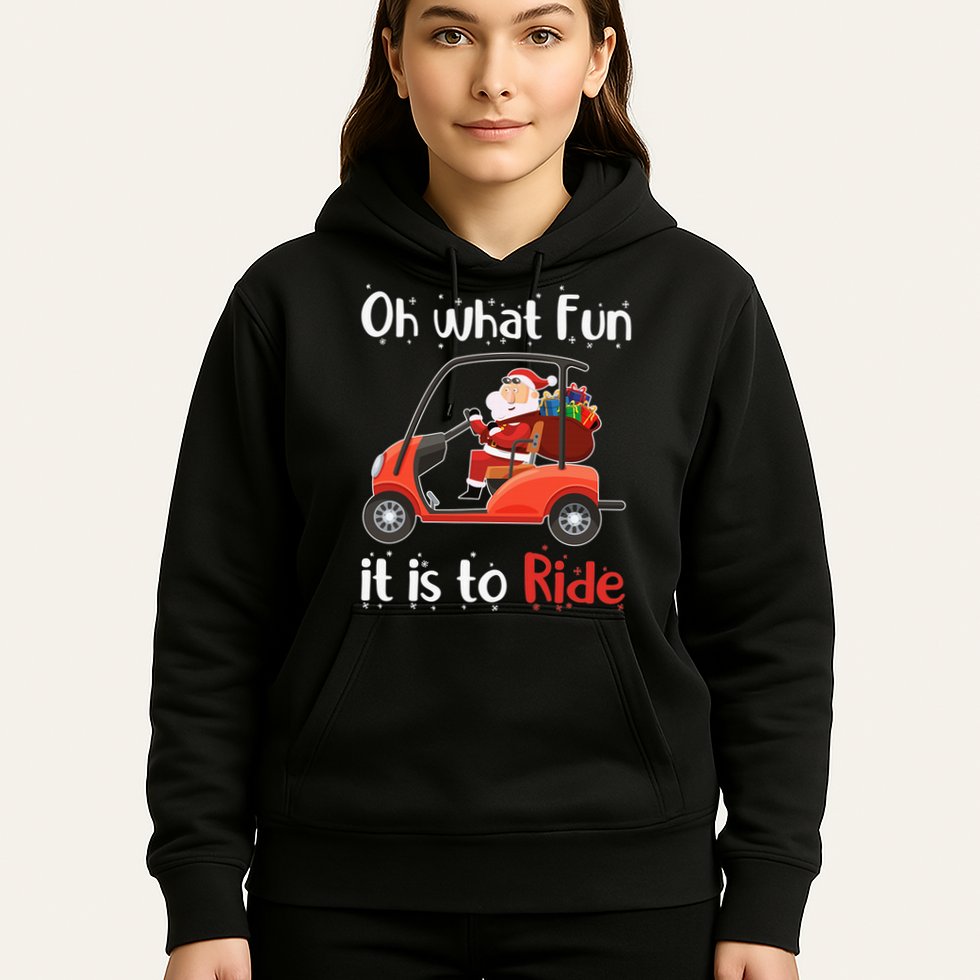 Oh What Fun It Is To Ride Golf Cart Golfer Christmas Golfing Hoodie