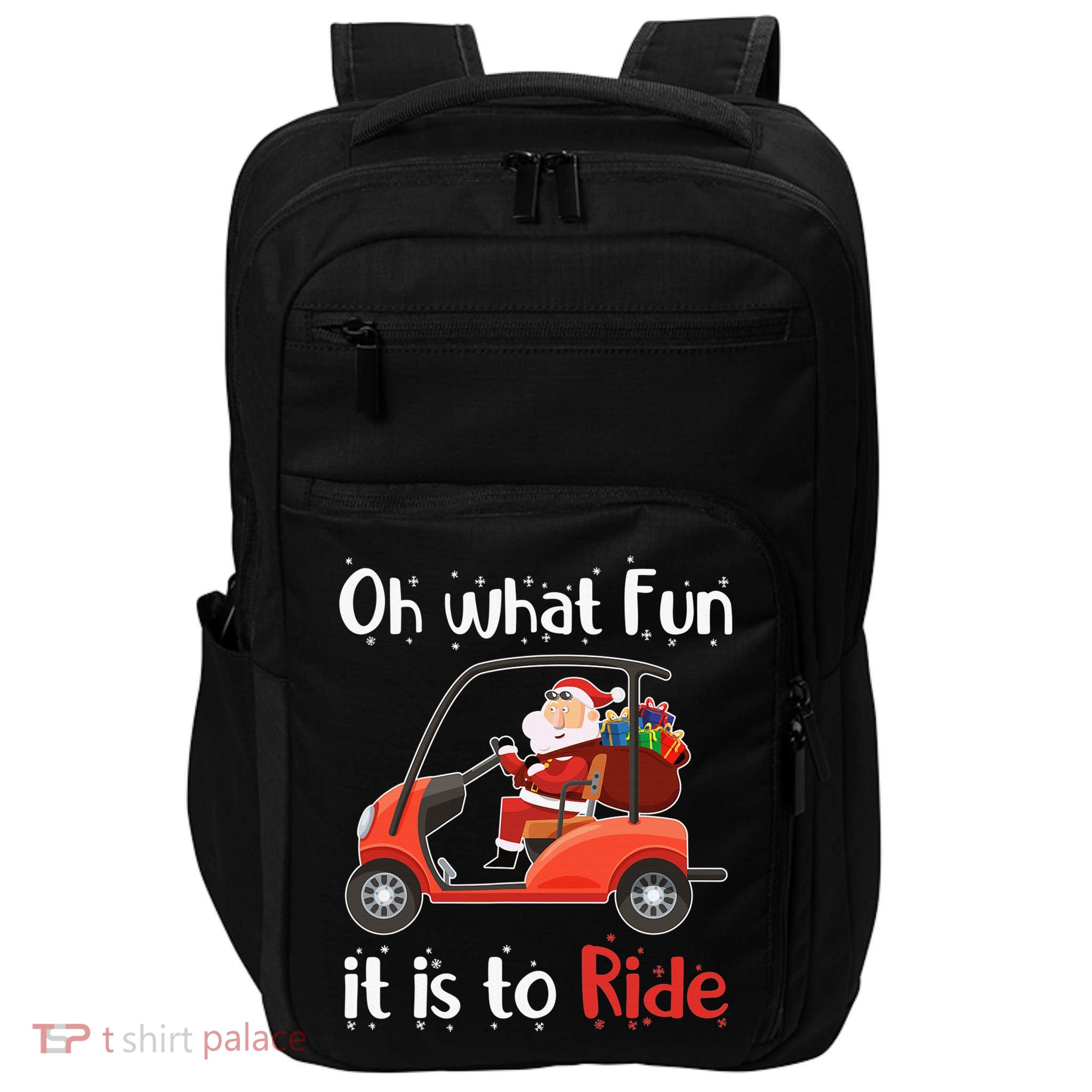 Oh What Fun It Is To Ride Golf Cart Golfer Christmas Golfing Impact Tech Backpack