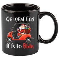 Oh What Fun It Is To Ride Golf Cart Golfer Christmas Golfing 11oz C Handle Ceramic Mug