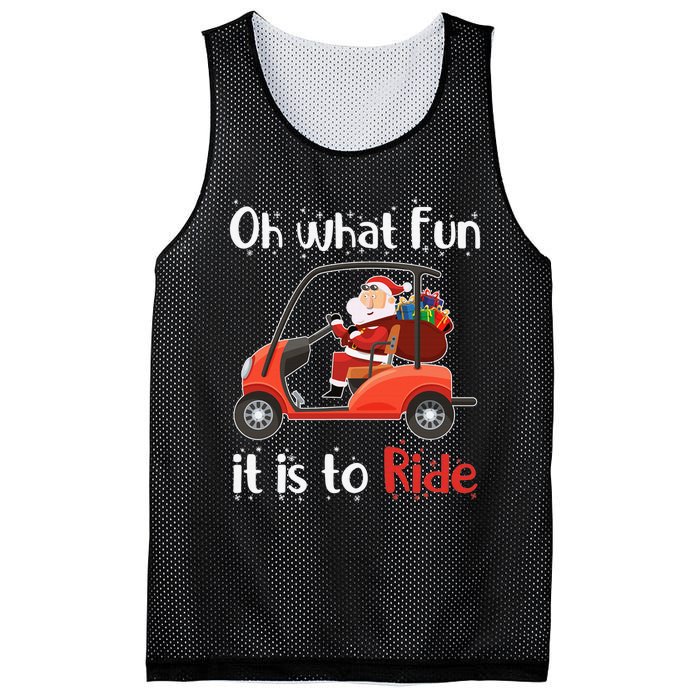 Oh What Fun It Is To Ride Golf Cart Golfer Christmas Golfing Mesh Reversible Basketball Jersey Tank