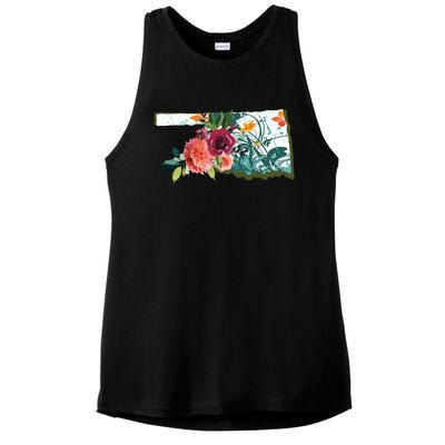 Oklahoma Watercolor Flower Ladies PosiCharge Tri-Blend Wicking Tank