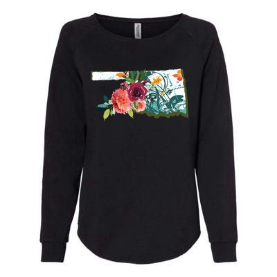 Oklahoma Watercolor Flower Womens California Wash Sweatshirt