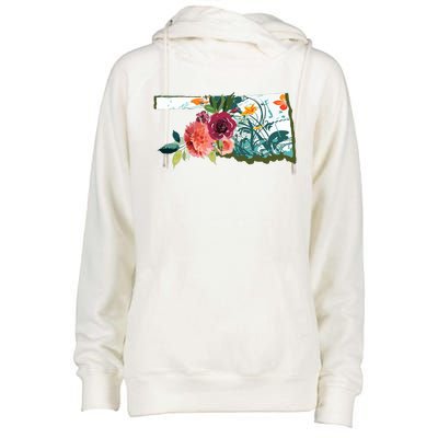 Oklahoma Watercolor Flower Womens Funnel Neck Pullover Hood