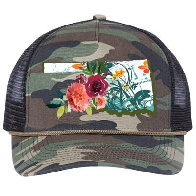 Oklahoma Watercolor Flower Retro Rope Trucker Hat Cap