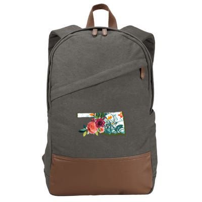 Oklahoma Watercolor Flower Cotton Canvas Backpack