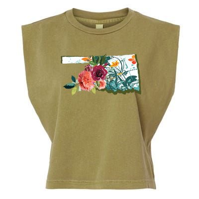 Oklahoma Watercolor Flower Garment-Dyed Women's Muscle Tee