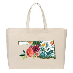 Oklahoma Watercolor Flower Cotton Canvas Jumbo Tote