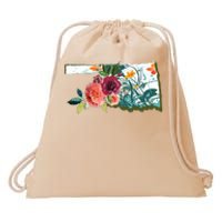 Oklahoma Watercolor Flower Drawstring Bag