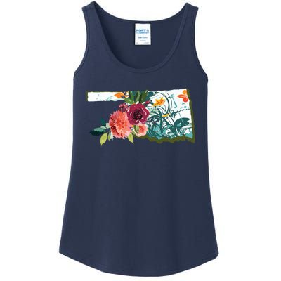 Oklahoma Watercolor Flower Ladies Essential Tank