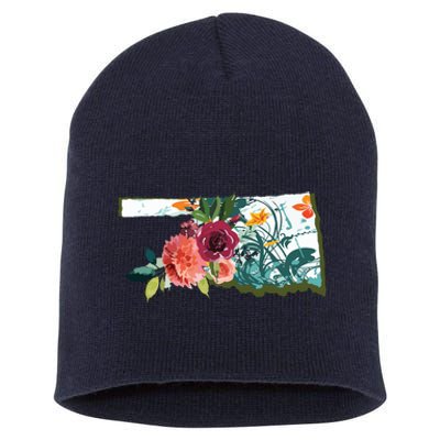 Oklahoma Watercolor Flower Short Acrylic Beanie