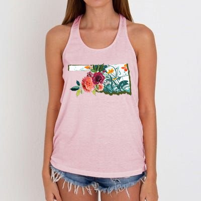 Oklahoma Watercolor Flower Women's Knotted Racerback Tank