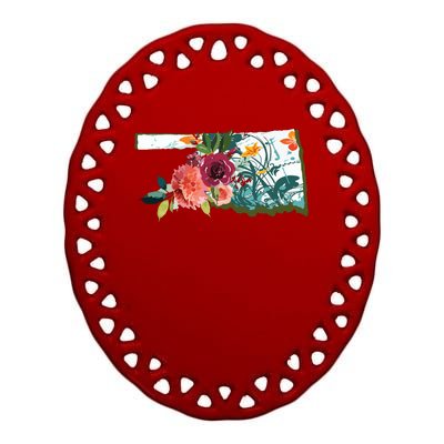 Oklahoma Watercolor Flower Ceramic Oval Ornament