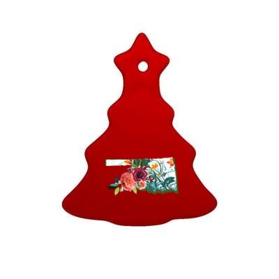 Oklahoma Watercolor Flower Ceramic Tree Ornament