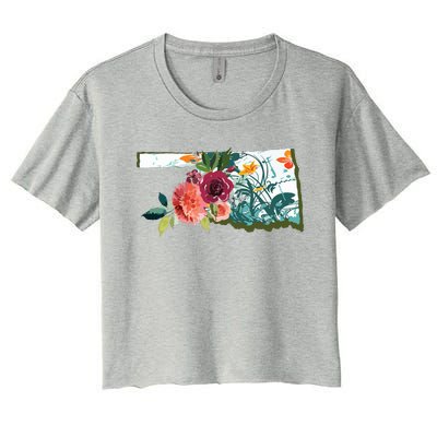 Oklahoma Watercolor Flower Women's Crop Top Tee