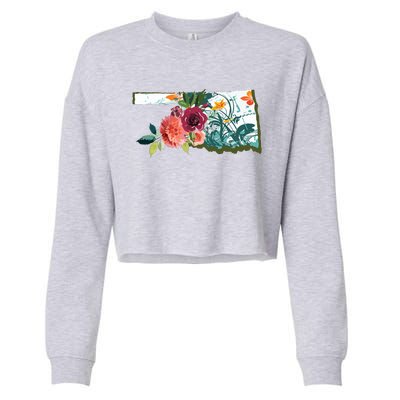 Oklahoma Watercolor Flower Cropped Pullover Crew