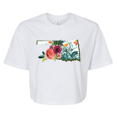 Oklahoma Watercolor Flower Bella+Canvas Jersey Crop Tee