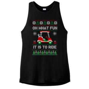 Oh What Fun It Is To Ride Golf Cart Golfer Christmas Golfing Gift Ladies PosiCharge Tri-Blend Wicking Tank