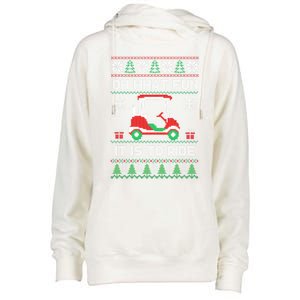 Oh What Fun It Is To Ride Golf Cart Golfer Christmas Golfing Gift Womens Funnel Neck Pullover Hood