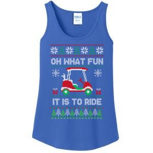 Oh What Fun It Is To Ride Golf Cart Golfer Christmas Golfing Gift Ladies Essential Tank