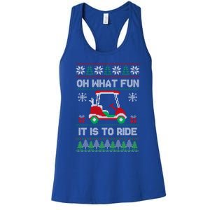 Oh What Fun It Is To Ride Golf Cart Golfer Christmas Golfing Gift Women's Racerback Tank