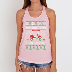 Oh What Fun It Is To Ride Golf Cart Golfer Christmas Golfing Gift Women's Knotted Racerback Tank