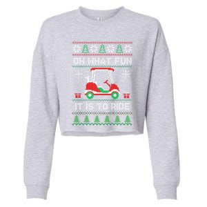 Oh What Fun It Is To Ride Golf Cart Golfer Christmas Golfing Gift Cropped Pullover Crew