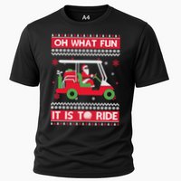 Oh What Fun It Is To Ride Golf Cart Golfer Christmas Sweater Cooling Performance Crew T-Shirt