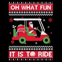 Oh What Fun It Is To Ride Golf Cart Golfer Christmas Sweater Cooling Performance Crew T-Shirt