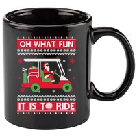 Oh What Fun It Is To Ride Golf Cart Golfer Christmas Sweater 11oz C Handle Ceramic Mug