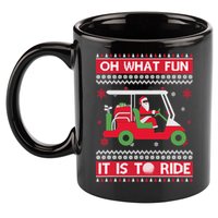 Oh What Fun It Is To Ride Golf Cart Golfer Christmas Sweater 11oz C Handle Ceramic Mug