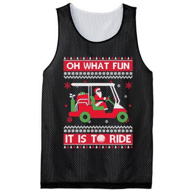 Oh What Fun It Is To Ride Golf Cart Golfer Christmas Sweater Mesh Reversible Basketball Jersey Tank