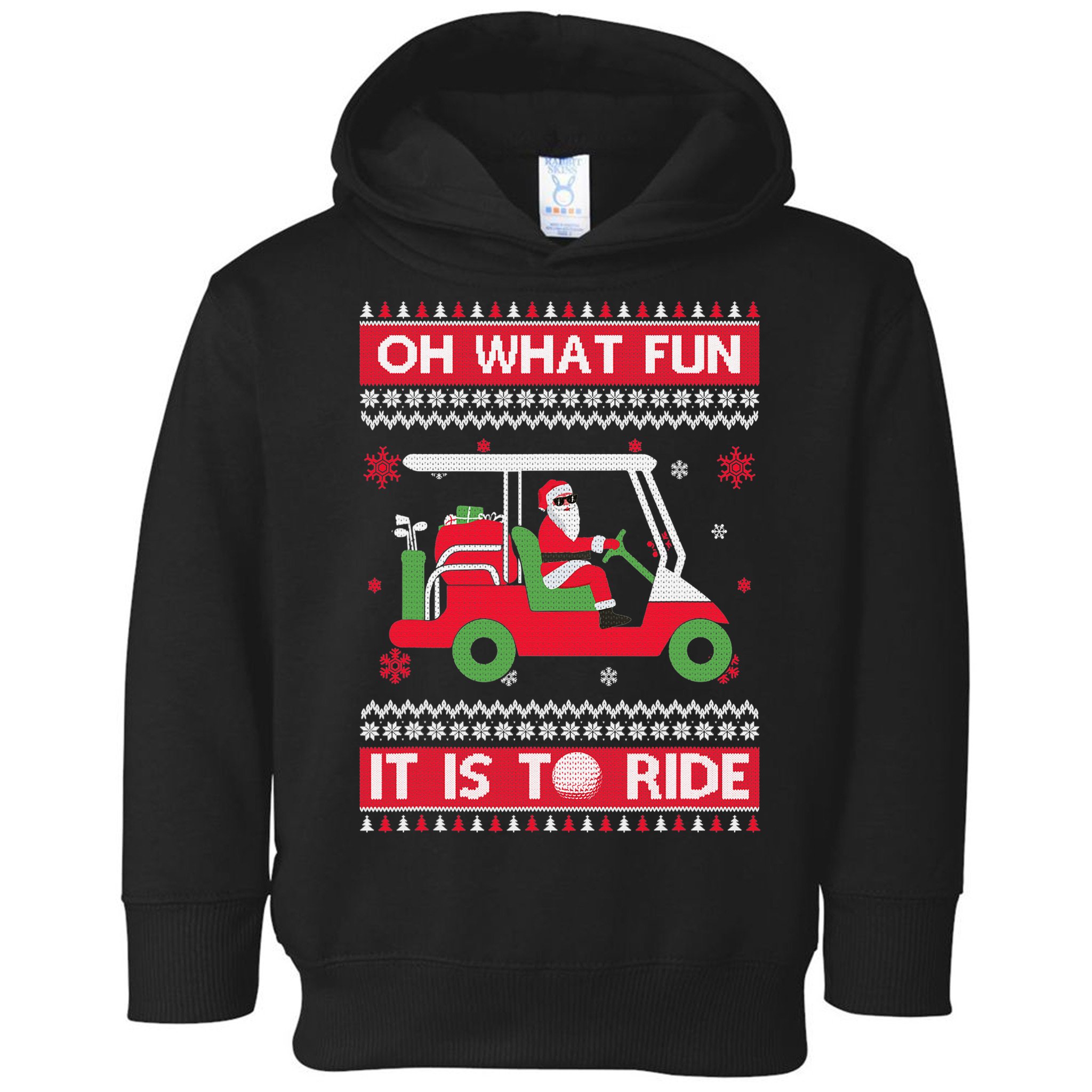 Oh What Fun It Is To Ride Golf Cart Golfer Christmas Sweater Toddler Hoodie